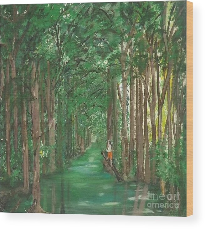 Acrylic Landscape Wood Print featuring the painting Tree Canopy by Denise Morgan