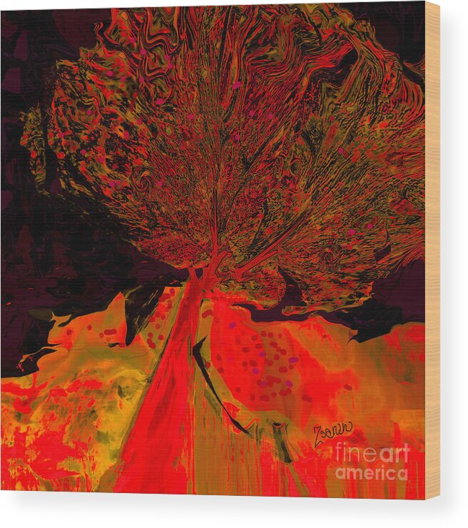 Square Wood Print featuring the mixed media Trees of a Different Color No.6 by Zsanan Studio