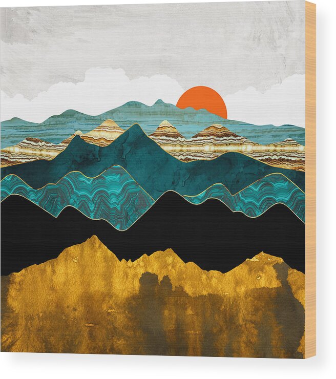 Digital Wood Print featuring the digital art Turquoise Vista by Spacefrog Designs