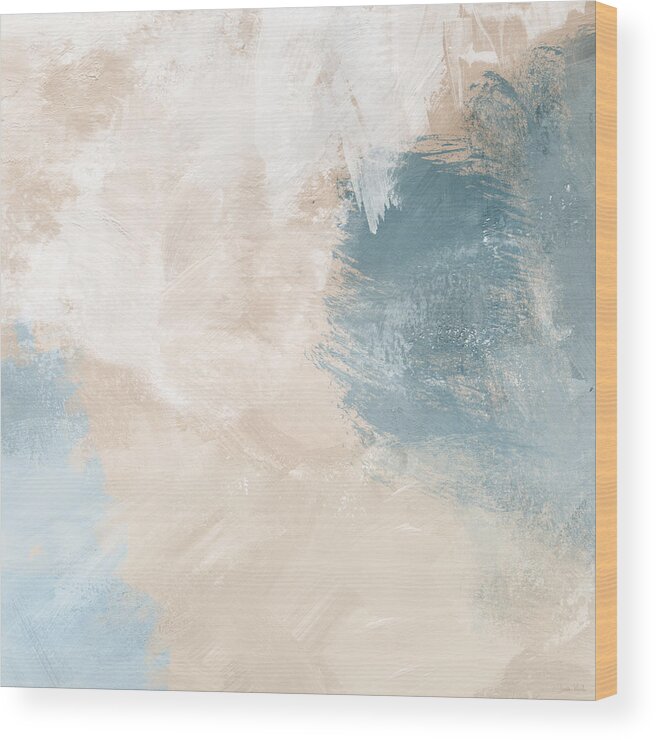 Abstract Wood Print featuring the painting Twilight Blue- Art by Linda Woods by Linda Woods