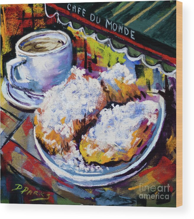 Cafe Du Monde Wood Print featuring the painting Under the Awning by Dianne Parks