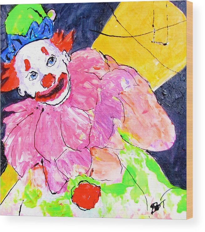 Clown Wood Print featuring the painting Under the Big Top by Barbara O'Toole