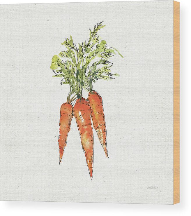 Carrots Wood Print featuring the painting Veggie Market V Carrots by Anne Tavoletti