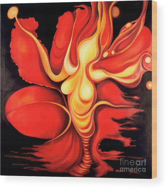 Surrealart Wood Print featuring the painting Venus Rising by Jordana Sands