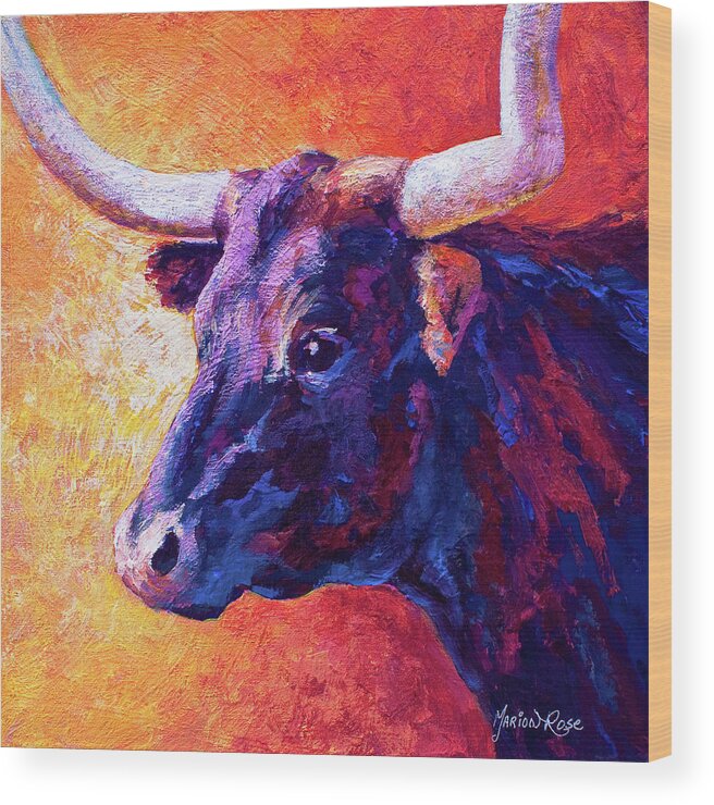 Violet Cow Wood Print featuring the painting Violet Cow by Marion Rose