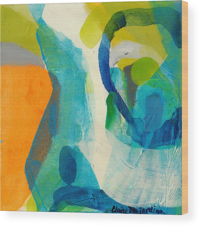 Abstract Wood Print featuring the painting Waiting on Rosie by Claire Desjardins