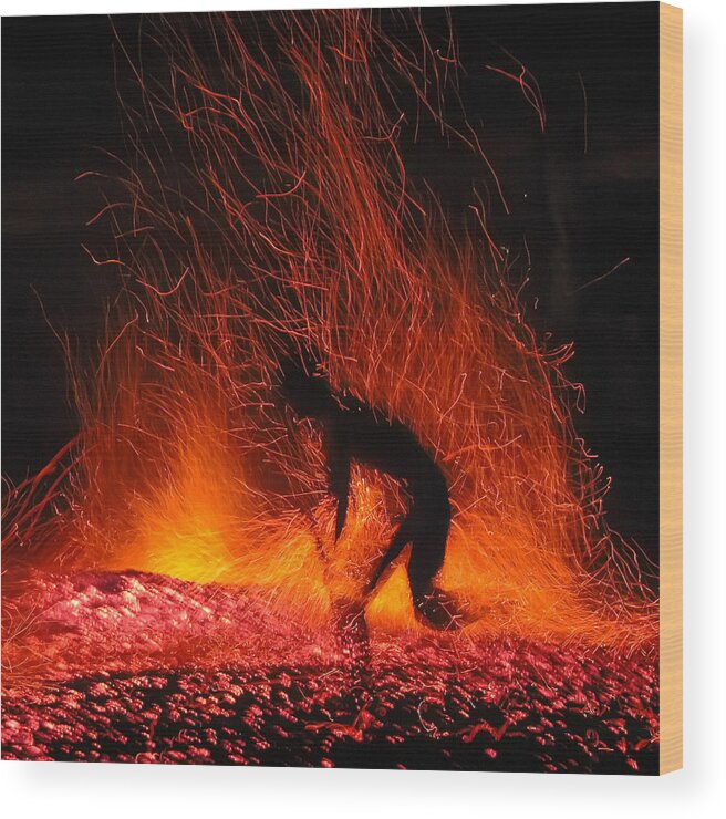 Spark Wood Print featuring the photograph Walking On Fire by ??