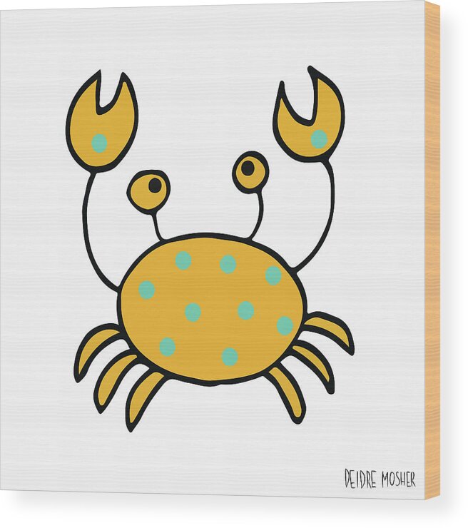 Whimsical Wood Print featuring the digital art Whimsical Spotted Crab by Deidre Mosher