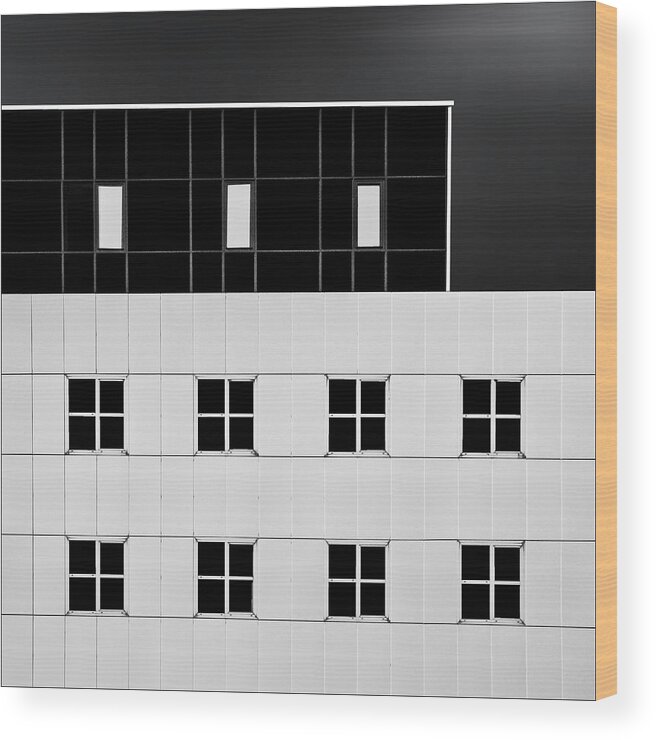 Architecture Wood Print featuring the photograph White Vs Black by Gilbert Claes