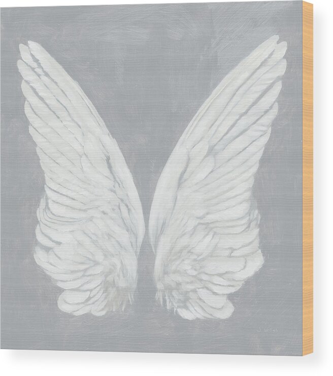 Angel Wings Wood Print featuring the painting Wings I On Gray by James Wiens