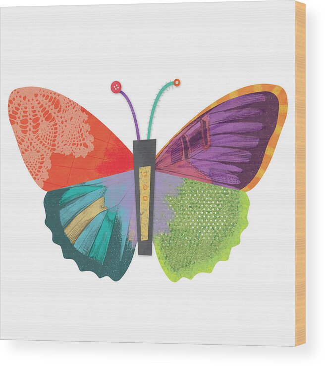 Wings Of Grace Butterfly Icon 4 Wood Print featuring the digital art Wings Of Grace Butterfly Icon 4 by Holli Conger
