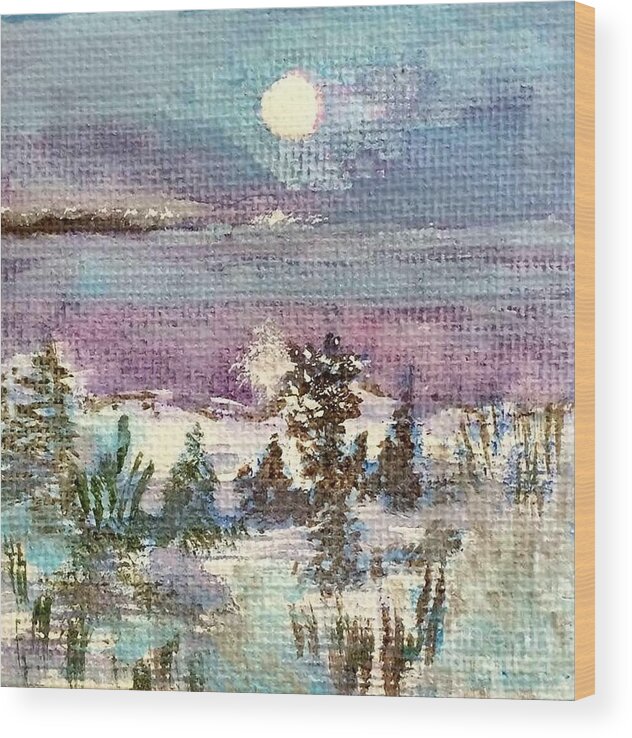 Full Moon Wood Print featuring the painting Winter Moon Energy by Deb Stroh-Larson