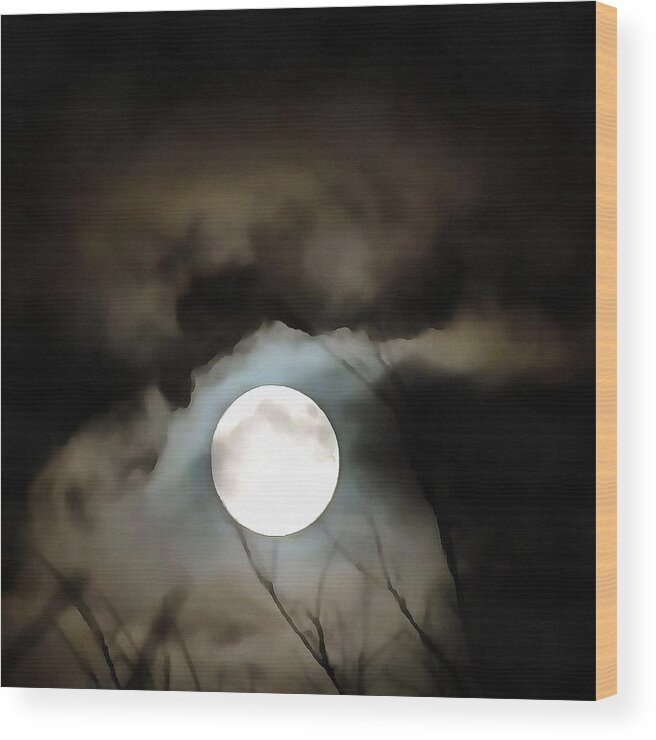 Midwinter Wood Print featuring the painting Winter Solstice Moon by Taiche Acrylic Art