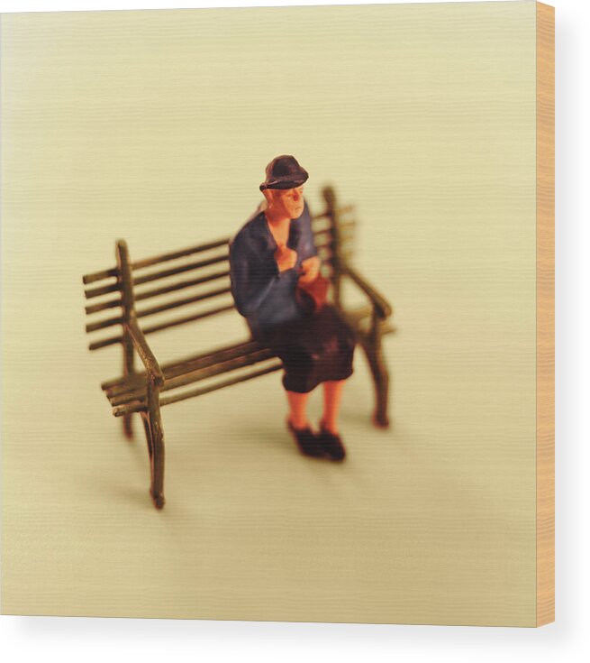 Adult Wood Print featuring the drawing Woman Sitting on Bench by CSA Images