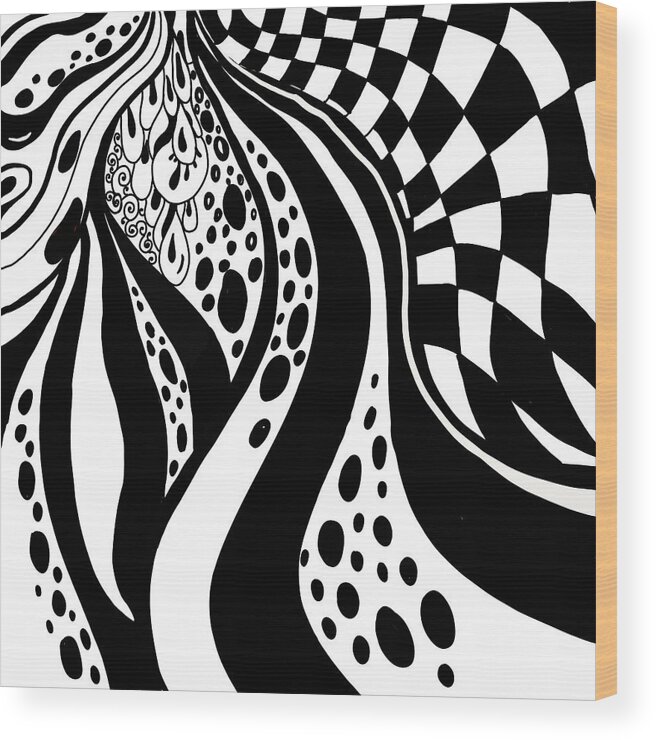 Zendoodle Wood Print featuring the digital art Zendoodle by Patricia Piotrak