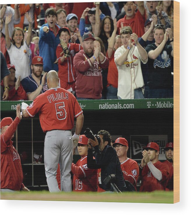 Crowd Wood Print featuring the photograph Albert Pujols by Patrick Smith