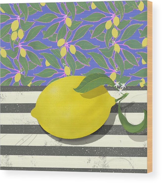 Lemon Wood Print featuring the digital art Citron #2 by Steve Hayhurst