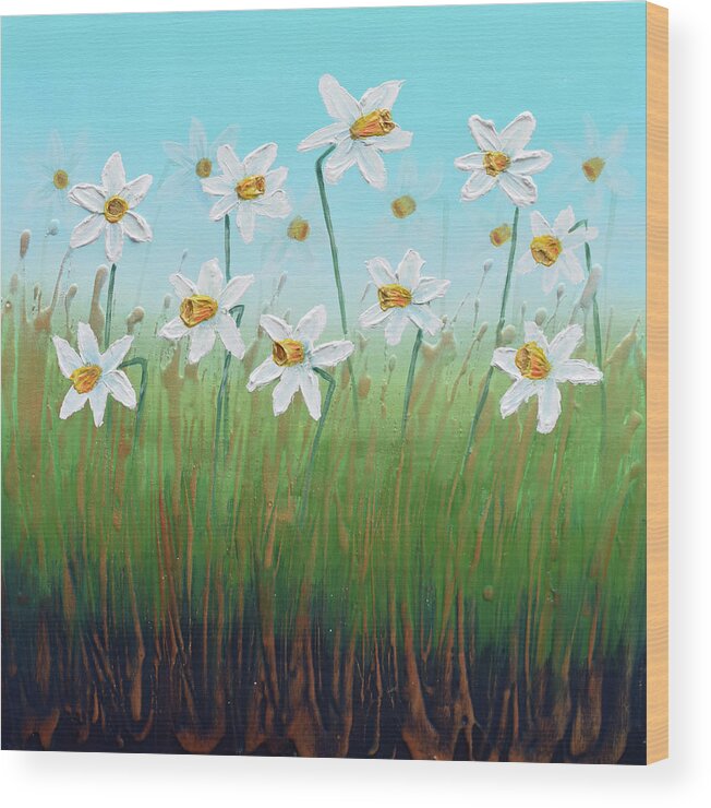 Daffodils Wood Print featuring the painting Daffodils by Amanda Dagg