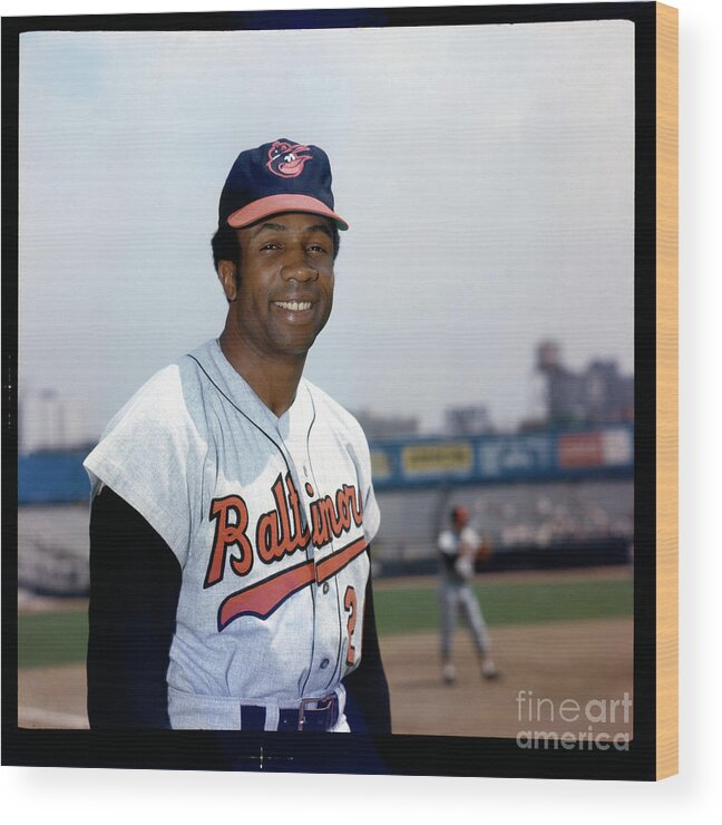 National League Baseball Wood Print featuring the photograph Frank Robinson by Louis Requena