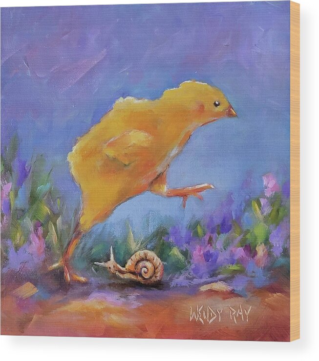 Chick Wood Print featuring the painting High Stepper #1 by Wendy Ray