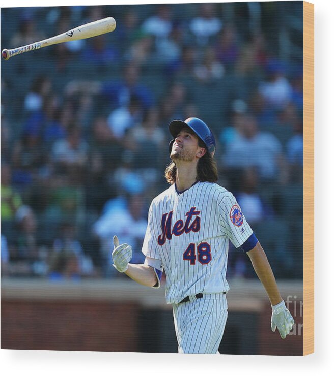 Jacob Degrom Wood Print featuring the photograph Jacob Degrom #1 by Mike Stobe