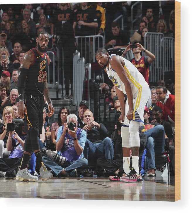 Lebron James Wood Print featuring the photograph Kevin Durant and Lebron James #1 by Nathaniel S. Butler