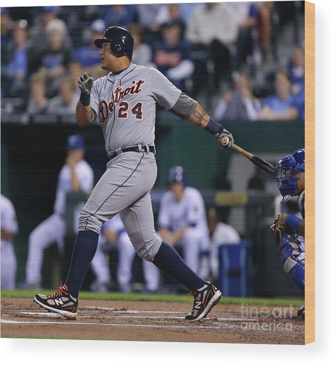 American League Baseball Wood Print featuring the photograph Miguel Cabrera by Ed Zurga