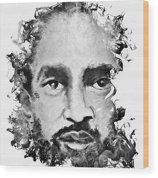  Wood Print featuring the mixed media Nipsey by Angie ONeal