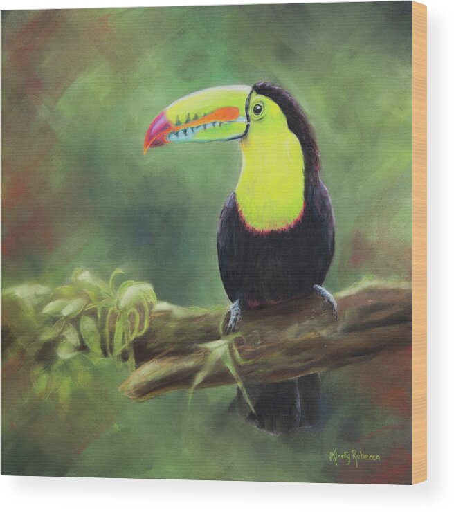 Toucan Wood Print featuring the pastel Paradise by Kirsty Rebecca