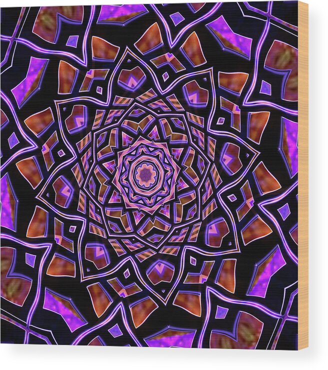 Mandala Wood Print featuring the digital art Purple Canon #2 by Dave Turner