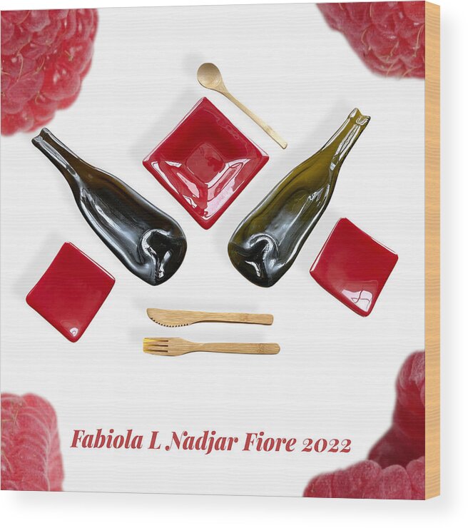 Red Wood Print featuring the photograph Red Glass Dinner Ware #1 by Fabiola L Nadjar Fiore