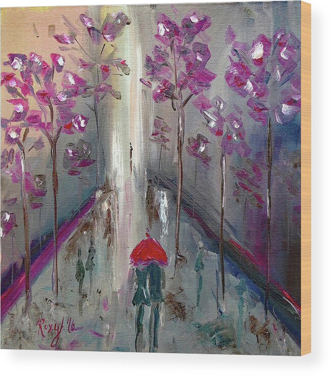 Romantic Wood Print featuring the painting Strolling #1 by Roxy Rich