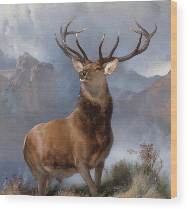 Scottish Wood Print featuring the painting The Monarch of the Glen by Sir Edwin Henry Landseer
