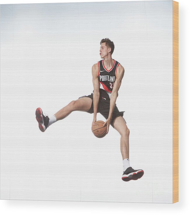 Nba Pro Basketball Wood Print featuring the photograph Zach Collins by Nathaniel S. Butler