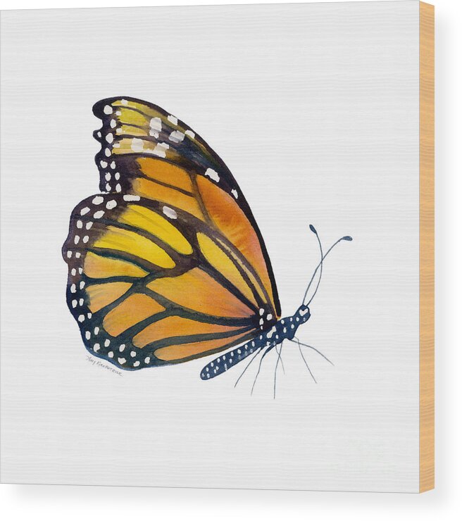 Monarch Butterfly Wood Print featuring the painting 103 Perched Monarch Butterfly by Amy Kirkpatrick