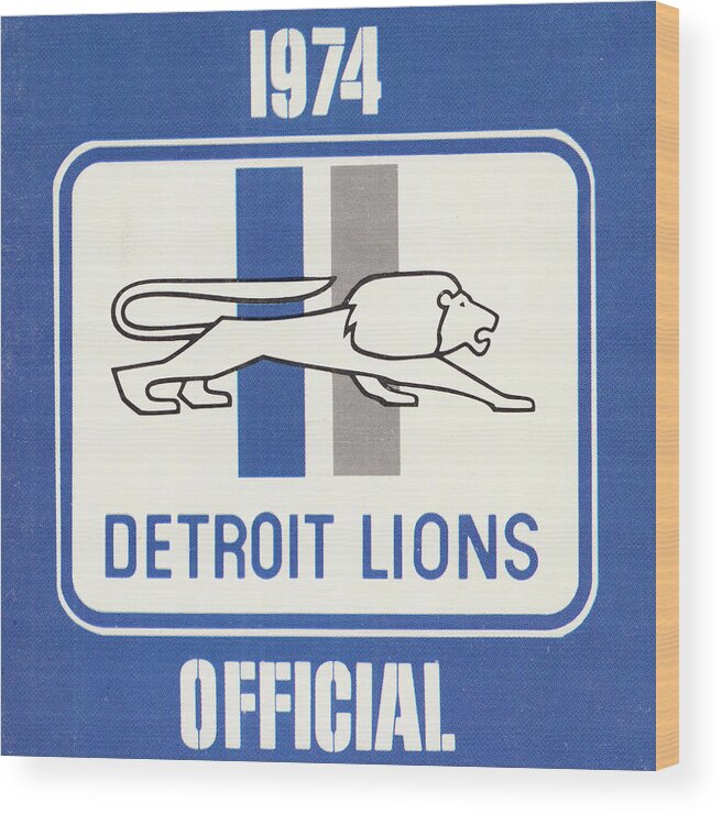 Detroit Wood Print featuring the mixed media 1974 Detroit Lions Art by Row One Brand