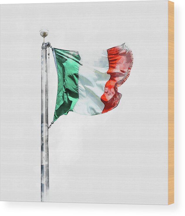 Italian Flag Wood Print featuring the digital art Digital watercolor painting of Flag of Italy isolated on white background by Maria Kray