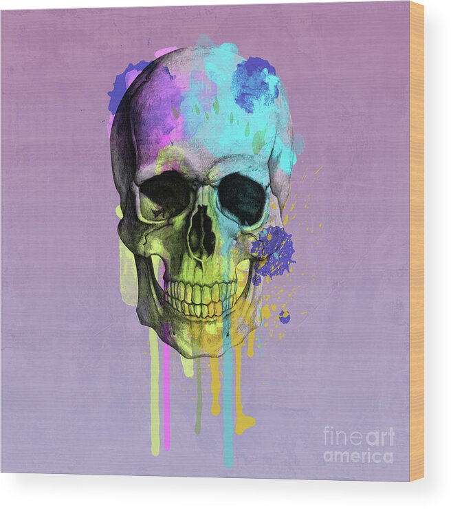 Halloween skull painting Wood Print by Mark Ashkenazi - Pixels