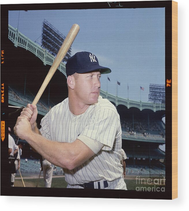 American League Baseball Wood Print featuring the photograph Mickey Mantle by Louis Requena