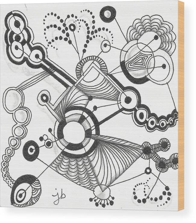 Zentangle Wood Print featuring the drawing Untitled 1 by Jan Steinle