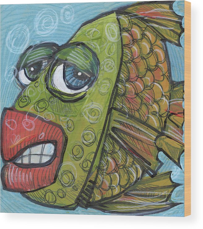 Fish Wood Print featuring the painting Fish 14 2019 by Tim Nyberg