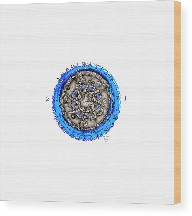 Mandala Wood Print featuring the mixed media Inspiration from Loved Ones Blue Mandala by Brenna Woods