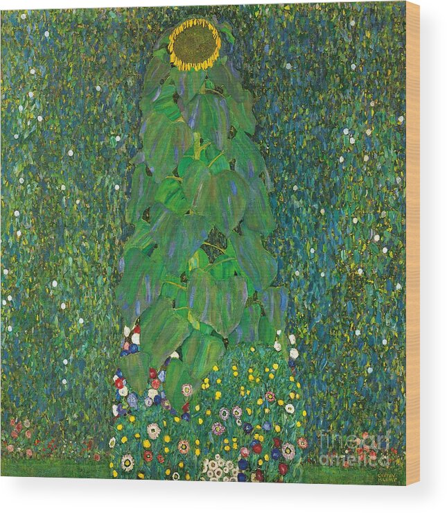 The Sunflower Wood Print featuring the painting The Sunflower #3 by Gustav Klimt