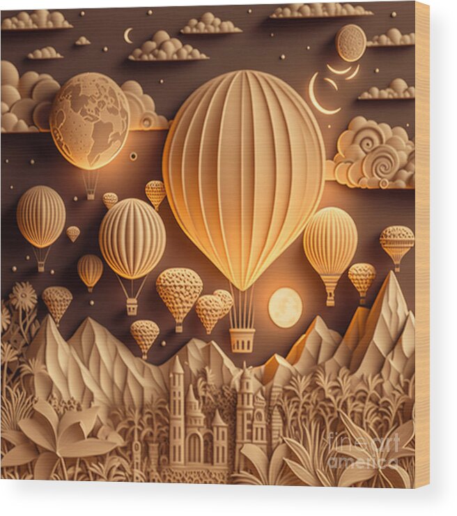 Balloons Wood Print featuring the digital art Balloons by Jay Schankman