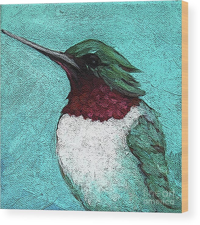 Bird Wood Print featuring the painting 5 Humming Bird by Victoria Page