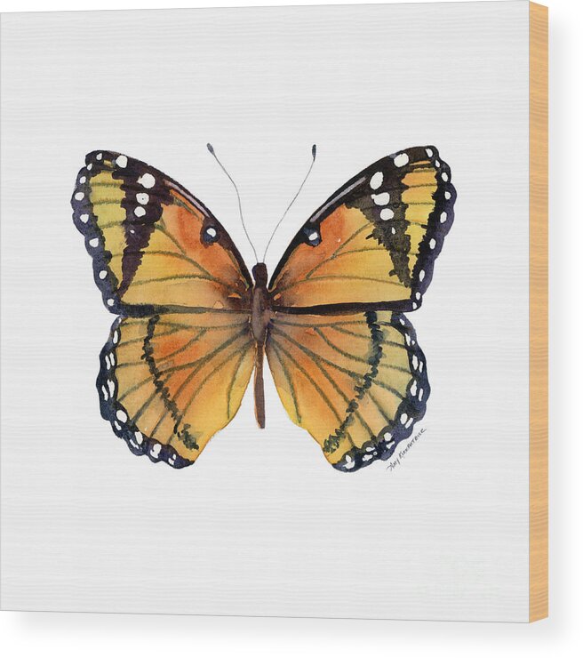 Viceroy Wood Print featuring the painting 76 Viceroy Butterfly by Amy Kirkpatrick