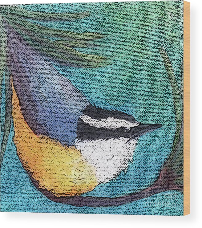 Bird Wood Print featuring the painting 9 Nuthatch by Victoria Page