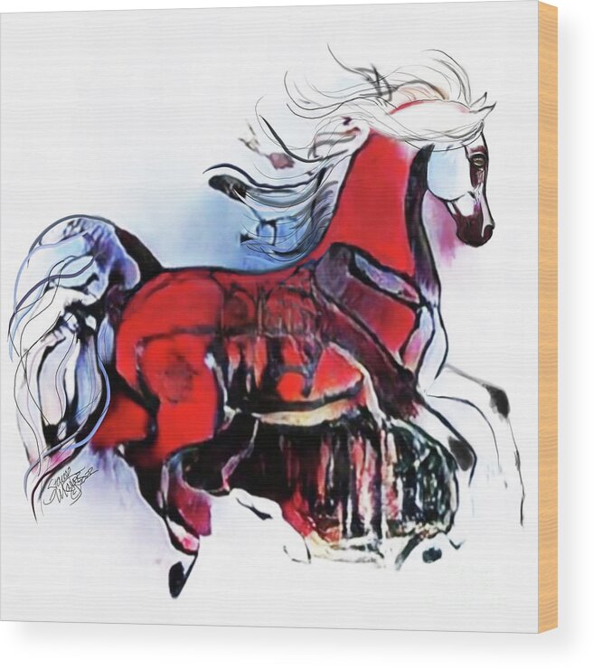 #nftartist #nftcollection #nftdrop #contemporaryart Wood Print featuring the digital art A Cantering Horse 005 by Stacey Mayer