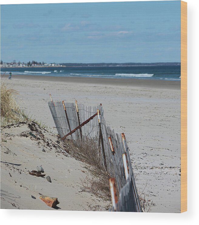 Maine Wood Print featuring the photograph A cold day at the shore by George Pennington