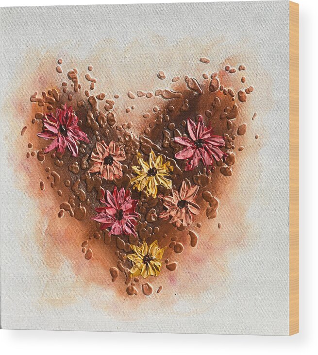 Heart Wood Print featuring the painting A floral Heart by Amanda Dagg